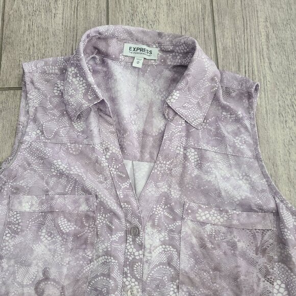 Express The Portofino Sleeveless Button-Up Blouse Women's Size M - Picture 6 of 12